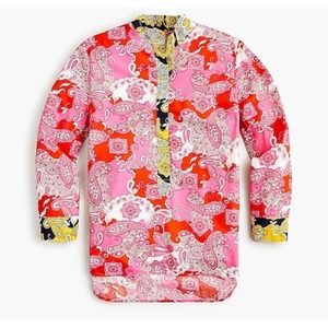 J. Crew Mockneck cotton poplin tunic